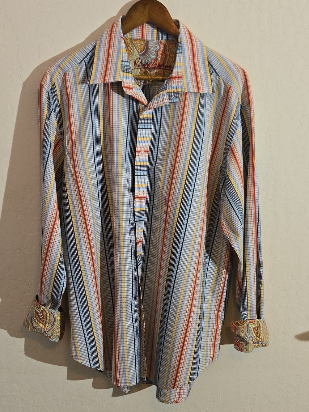 Men's Multicolor Striped Button-Up Shirt - Casual Smart